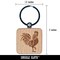 Rooster Strutting Farm Animal Chicken Engraved Wood Square Keychain Tag Charm